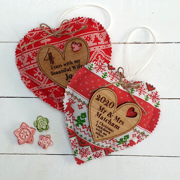 Personalised Scandi Christmas Heart Decoration Bauble, 2 of 7
