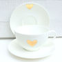 Gold Heart Fine Bone China Tea Cup And Saucer, thumbnail 1 of 2