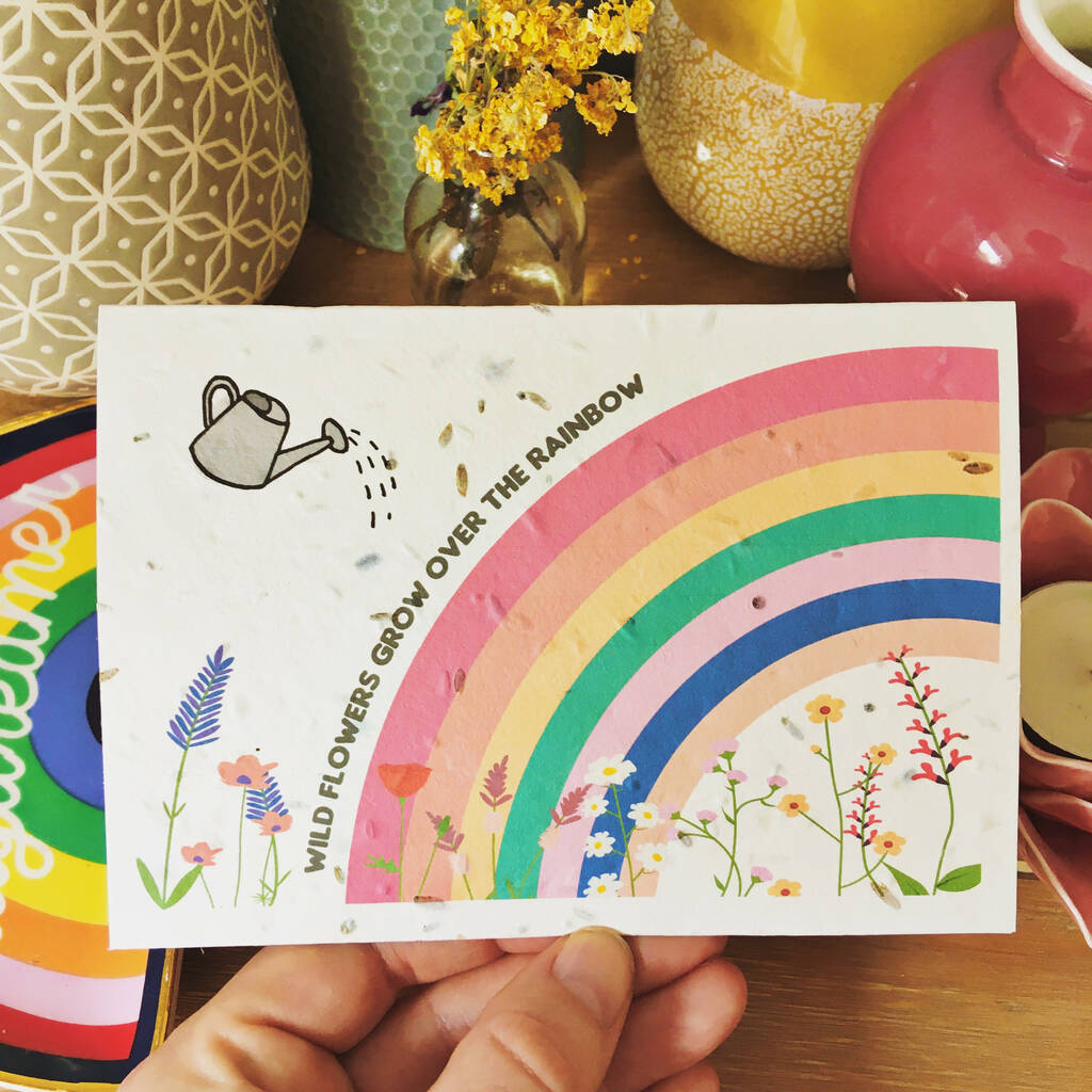 Over The Rainbow Plantable Wildflower Card, Seeded, 1 of 2