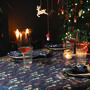 Luxury Christmas Tablecloth Robin And Berries Navy, thumbnail 4 of 4
