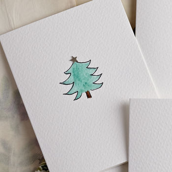 Pack Of Six Christmas Tree And Pudding Cards, 3 of 5