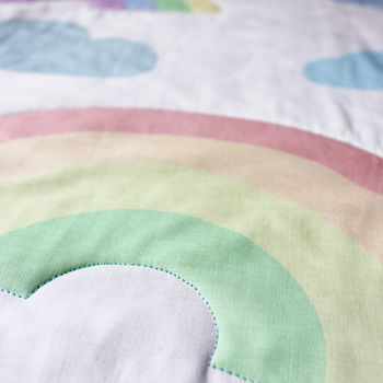 Personalised Baby Gift Clouds And Rainbows Quilt, 5 of 7