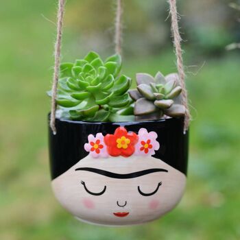 Woman Girl Lady Face Hanging Plant Pot Mothers Day Gift, 2 of 2