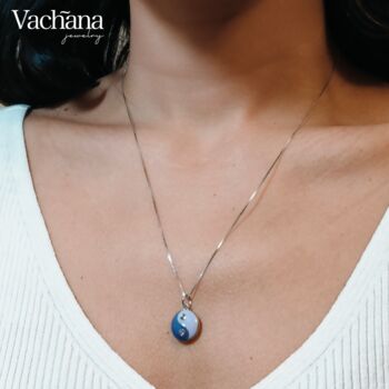 Purple Enamel Yin Yang Pendant Necklace, 4 of 5