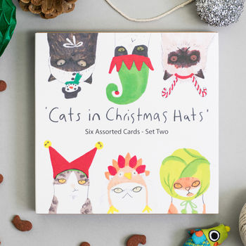 Christmas Cards Packs Cats In Hats Assortment Sets, 2 of 12