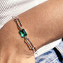 Sterling Silver Elongated Chain Emerald Bracelet, thumbnail 1 of 9