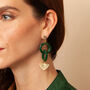 Green Marble Hexagon Gold Plated Chain Earrings, thumbnail 1 of 3