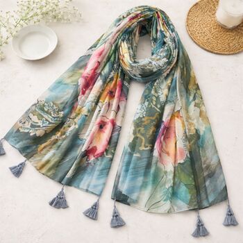 Mother's Day Floral And Paisley Tassel Scarf, 2 of 7