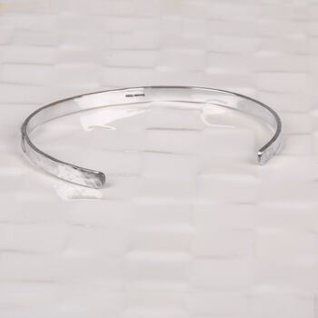 Sterling Silver Hammered Torque Bangle, 3 of 4