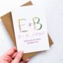 Personalised Floral Initials Wedding Day Card, thumbnail 1 of 3