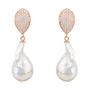 Classic Baroque Pearl Plated Silver Drop Earrings, thumbnail 4 of 6