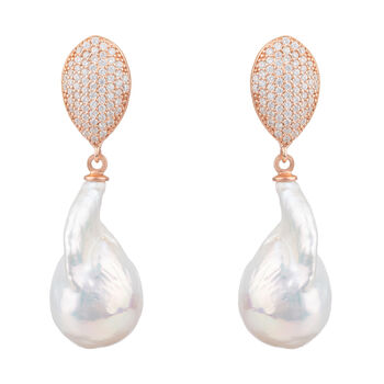 Classic Baroque Pearl Plated Silver Drop Earrings, 4 of 6