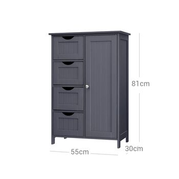 Grey Storage Cabinet With Four Drawers And Door, 4 of 5