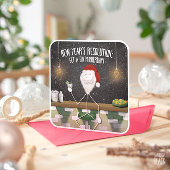Funny Gin Lover Christmas Card New Year Pun Mum Sister, 4 of 4