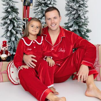 Personalised Family Velvet Christmas Pyjamas, 3 of 12