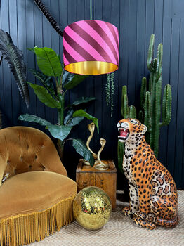 Raspberry Helter Skelter Lampshades With Gold Lining, 3 of 4