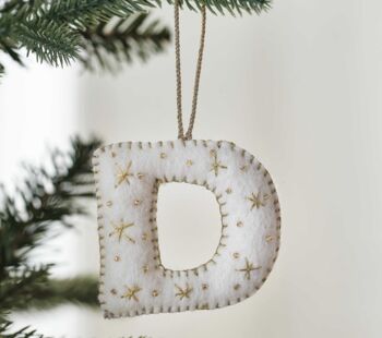 Alphabet Initial Embroidered Felt Christmas Tree Decoration, 4 of 4