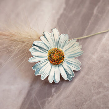 Wildflower Daisy Eco Wooden Pin Brooch, 7 of 7