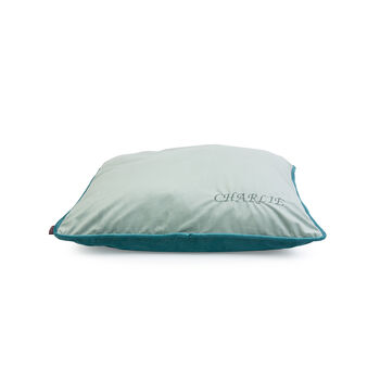 Embroidered Pet Bed And Bone Gift Set Teal Velvet, 6 of 9