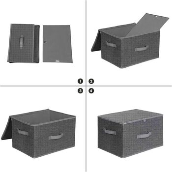 Three Grey Foldable Storage Boxes Basket Bins, 7 of 8