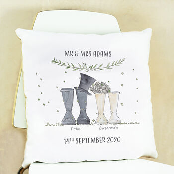 Personalised Wedding Welly Boot Cushion, 2 of 6