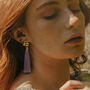 Gold Plate And Lavender Purple Drop Earrings, thumbnail 2 of 3