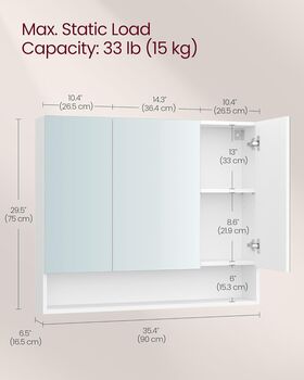 Bathroom Mirror Cabinet Open Compartment Wall Shelves, 11 of 11