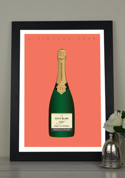 Personalised 'A Vintage Year' Birthday Champagne Print, 8 of 12