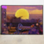 Retro Futurism Vaporwave Sunset Wall Art, thumbnail 1 of 8