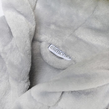 Personalised Elimonks Grey Baby Dressing Gown With Ears, 5 of 10