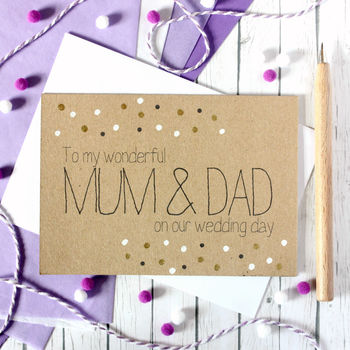 Personalised Parents Wedding Thank You Card, Gold Dots, 2 of 7