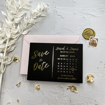 Save The Date Black And Gold Wedding Invites, 5 of 6