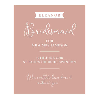 Bridesmaid Personalised Gift Print, 2 of 5