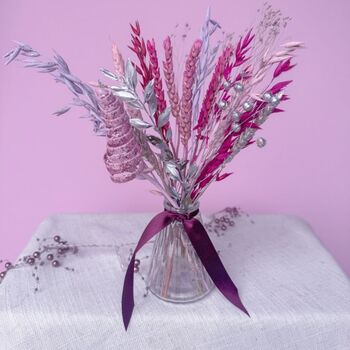 Pink And Silver Christmas Dried Flowers With Vase, 3 of 4