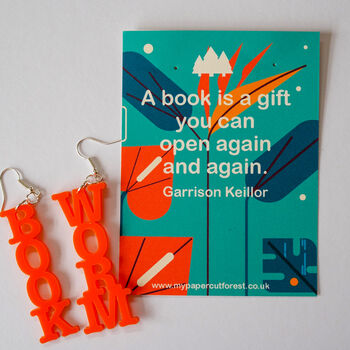 Book Worm Acrylic Earring, Gift For Teacher, 3 of 8