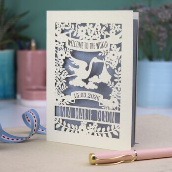 Personalised Floral New Baby Papercut Card, 9 of 9