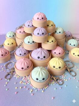 Cute Dumpling Fidget Clicker Keychain, 5 of 5