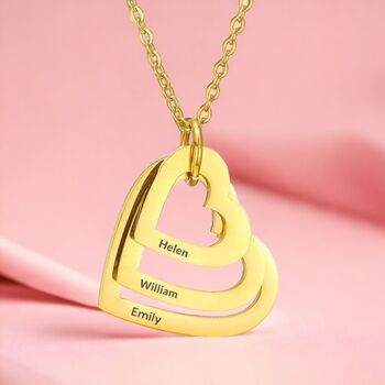 Personalised Multi Hearts Shaped Engraved Necklace, 6 of 9