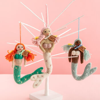 Personalised Felt Mermaid Hanging Decoration, 2 of 6