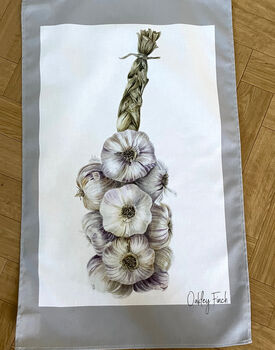 Garlic Rope Painting Cotton Tea Towel, 2 of 5