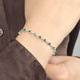 Emerald May Birthstone Heart Tennis Silver Bracelet, thumbnail 3 of 4