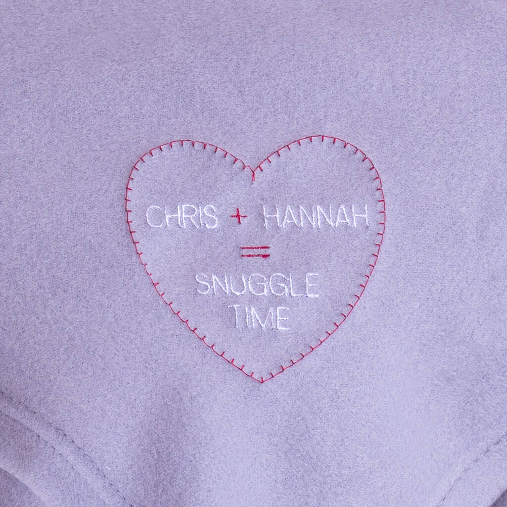 embroidered couples snuggle blanket by sparks and daughters
