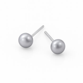 Sterling Silver Grey Freshwater Pearl Stud Earrings – 5mm, 3 of 8