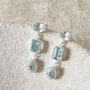 Blue Topaz Triple Gemstone Drops Set In Silver, thumbnail 2 of 8