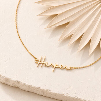 Personalised Name Necklace, Flowing Script In Gold Or Sterling Silver, 4 of 11