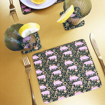 The Jewel Country Pig Set Of Four Placemats, 2 of 2