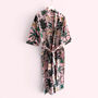 Jungle Print 100% Cotton Dressing Gown In Pale Pink, thumbnail 4 of 7
