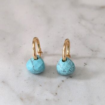 Turquoise Teardrop December Birthstone Earrings, Gold, 4 of 6