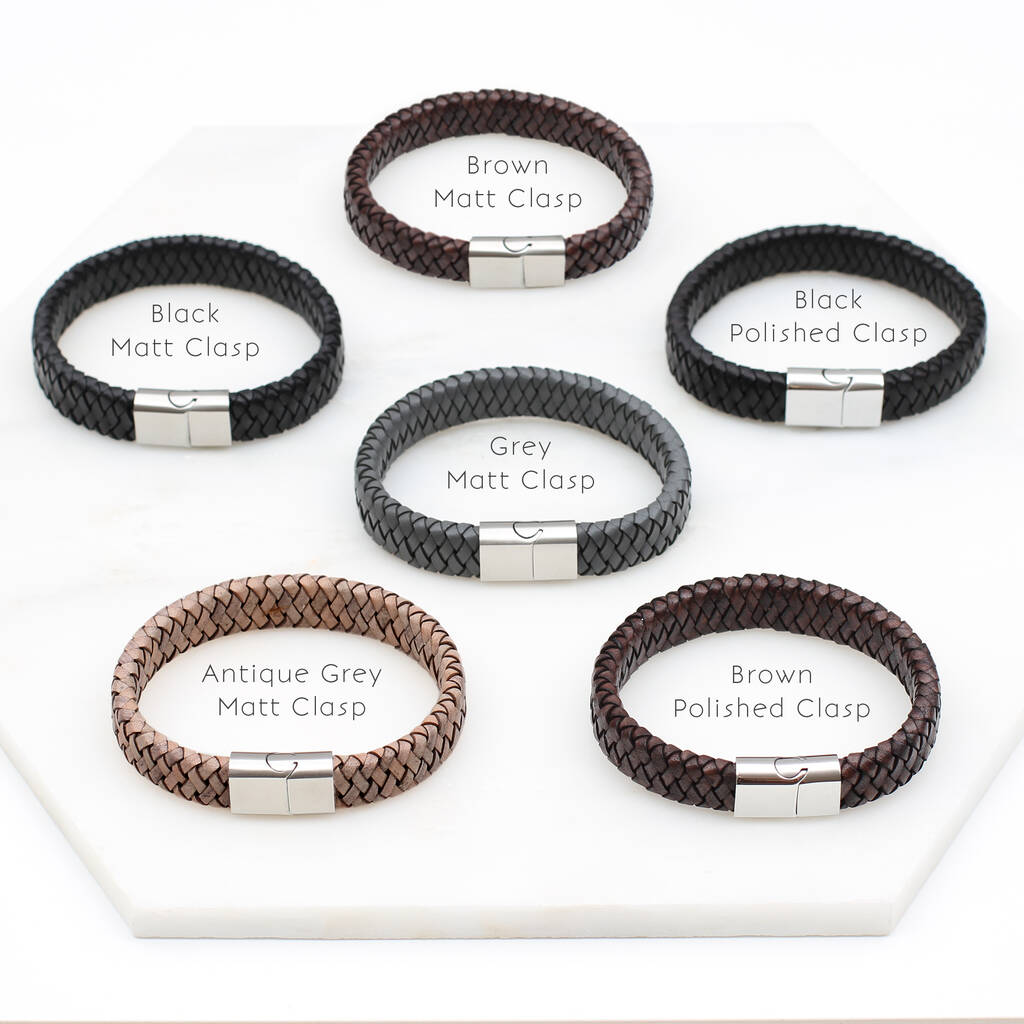 Men's Personalised Message Leather Bracelet - Etsy