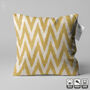 Yellow Zig Zag Hand Woven Ikat Cushion Cover, thumbnail 1 of 7